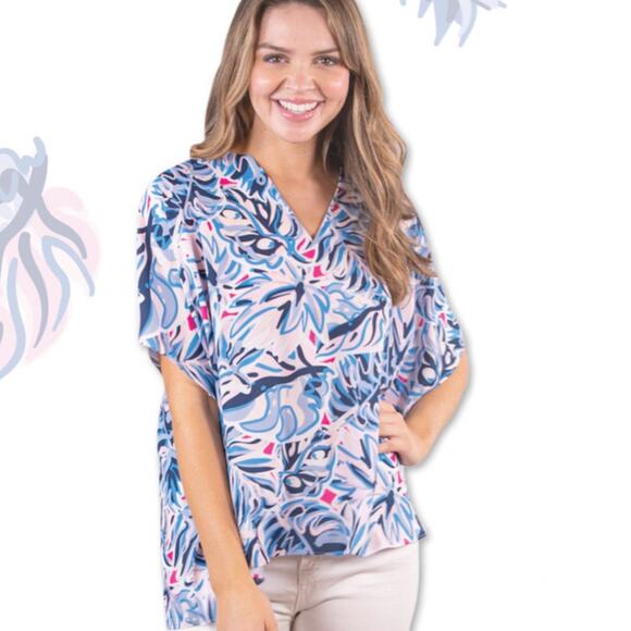 Simply Southern Tops - Simply Southern‎ Women’s Drape Sleeve Leaf Short Sleeve Blouse XL